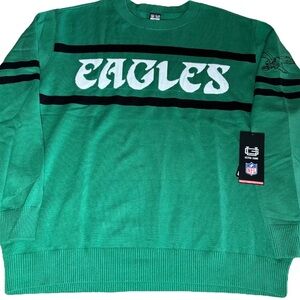 NWT NFL Philadelphia Eagles Kelly Green Throwback Coaches Sweater